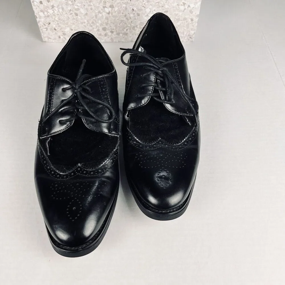 Golaiman Mens 11 Black Wingtip Brogue Oxford Dress Shoes G1406 Business Formal